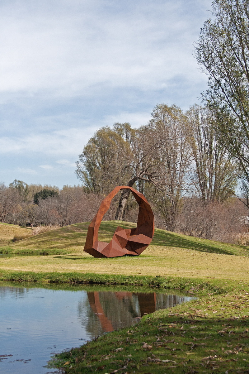 4K, art, land, Sculpture, day, Structure, outdoors, tranquil scene, ornate, unique, lake, reflection, sky, tree, tranquility, grass, plant, one person