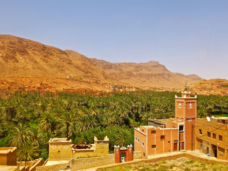 tower, rural scene, mountain range, environment, city, building, morocco, plantation, sky, residential district, day, land, architecture, building exterior