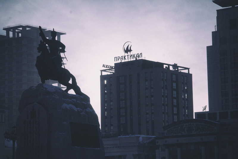 tall - high, hero, building, architecture, horse, skyscraper, financial district, solid, sky, color, built structure, sukhbaatar, mongolia, central, temple