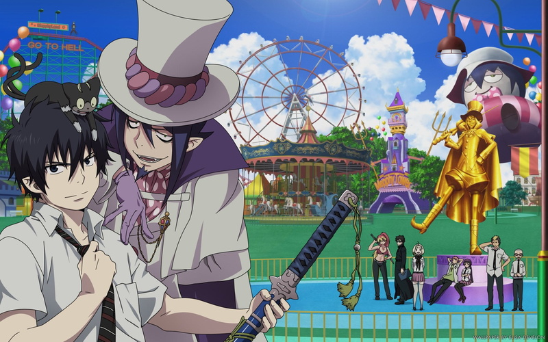 carousel, built structure, Mephisto Pheles, Kuro (Ao No Exorcist), representation, building exterior, Konekomaru Miwa, 1080P, building, Shiemi Moriyama
