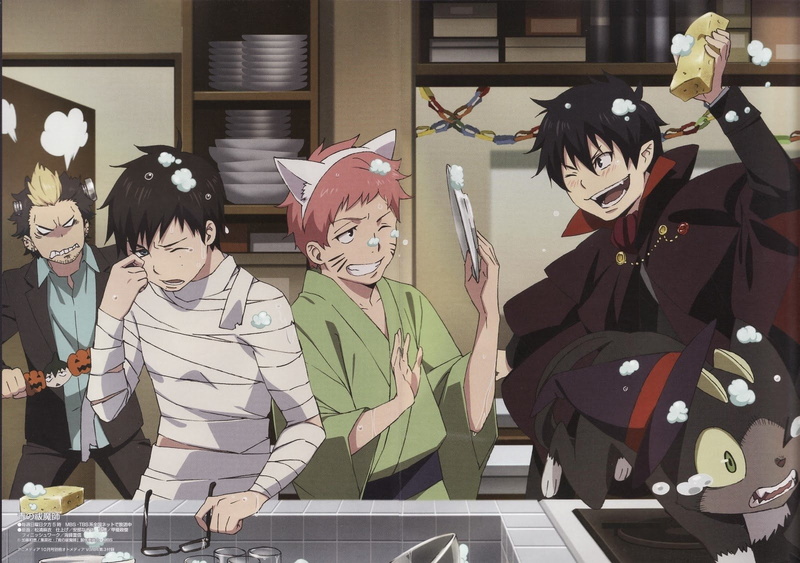 Anime, Blue Exorcist, Rin Okumura, male likeness, real people, art and craft, mask, multi colored, creativity, Kuro (Ao No Exorcist), representation, Ryuji Suguro