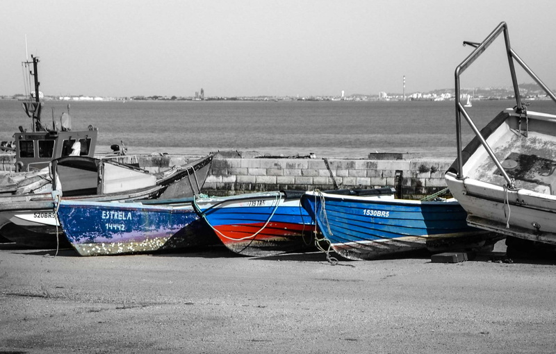 transportation, sunlight, port, non-urban scene, blue, harbor, nature, scrapyard, portugal, sand, nautical vessel, scrap, tranquility, black and white