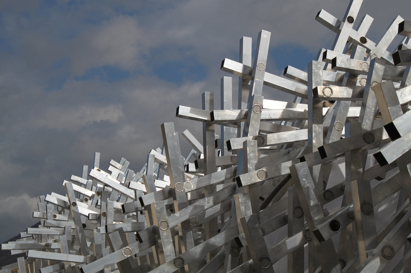 day, industry, sculptor, criss cross, built structure, renewable energy, sculpture, no people, post, abundance, stack, stainless steel, lichtspiel, salzburg
