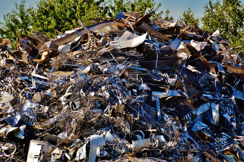 pollution, sunlight, junkyard, high angle view, no people, demolished, full frame, land, damaged, garbage Dump, metal, landfill, outdoors, abandoned, old