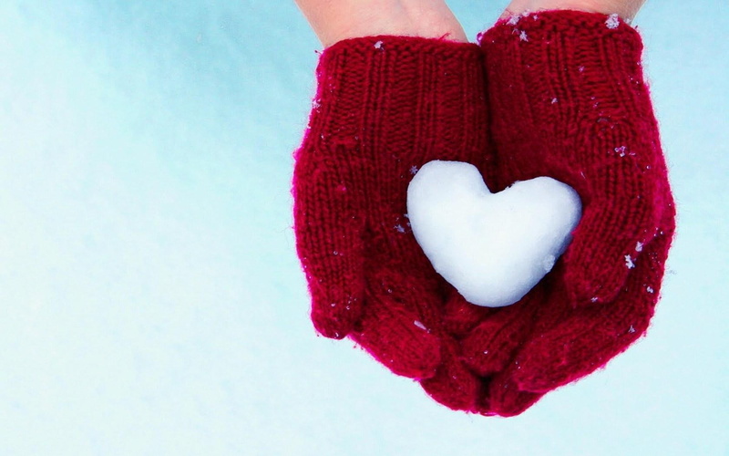 gloves, heart, hands, photo, 720P, awesome, snow, winter