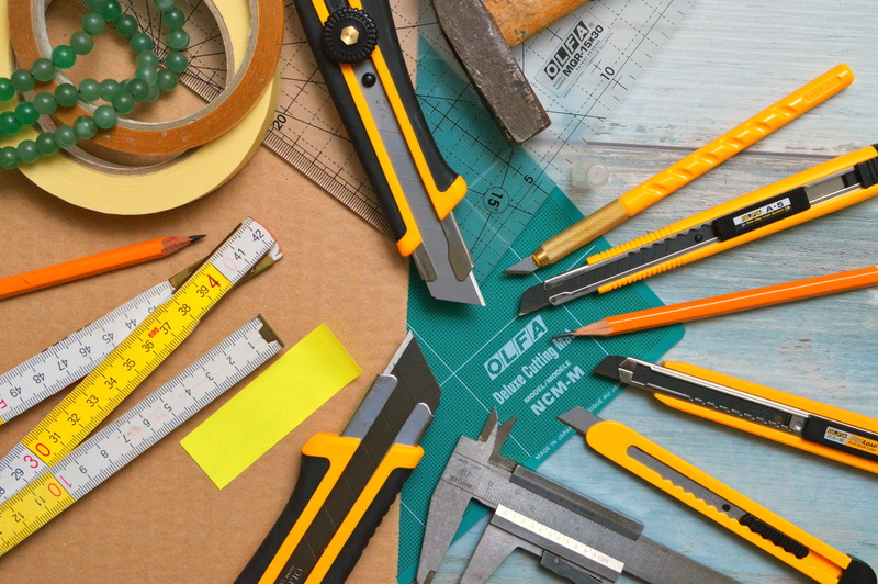 transparent, chores, large group of objects, still life, scissors, preparation, woodwork, indoors, directly above, craft, tool, hammer, ruler, blades are engaged