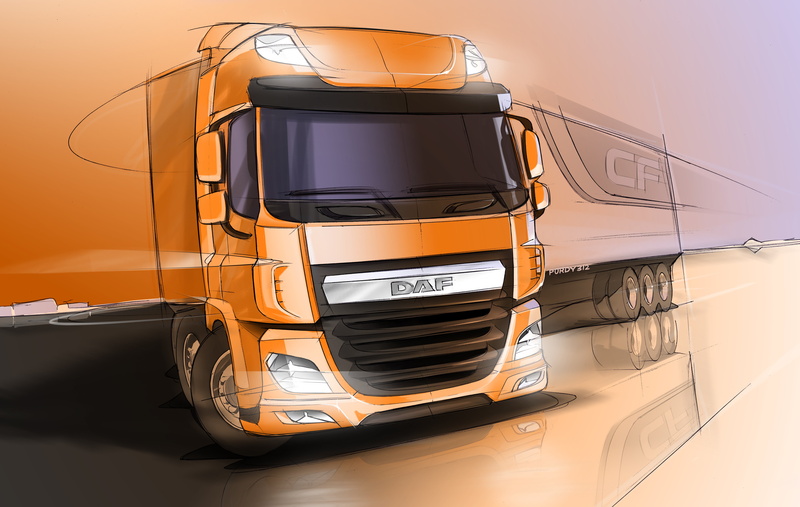 the trailer, 5K, sketch, DAF CF, tractor, figure, DAF, the sketch