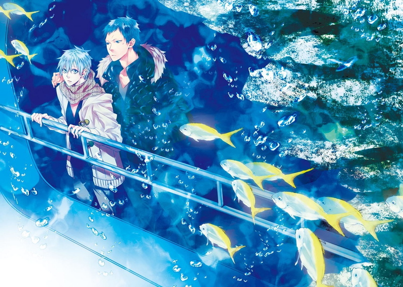 Blue Hair, Anime, Bubble, Daiki Aomine, Tetsuya Kuroko, Fish, Black Hair, 720P, Kurokos Basketball, Animal, Blue Eyes