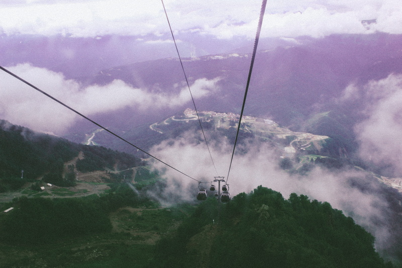 esto-sadok, river, nature, tree, environment, tranquil scene, hills, clouds, green, transportation, cable, scenics - nature, plant, mountains, cable car