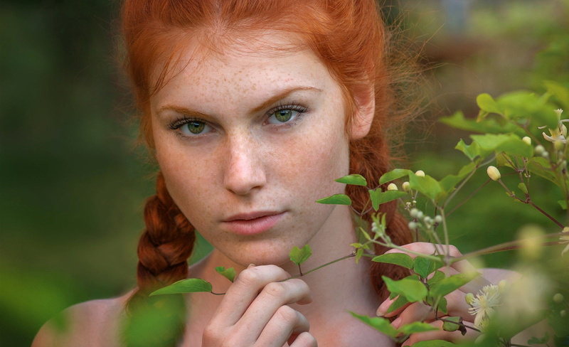 Green Eyes, Redhead, Face, Braid, Model, Freckles, 1080P, Models, Girl, Woman