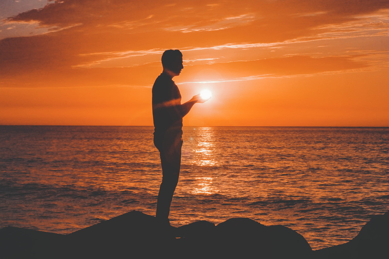 beach, scenics - nature, beauty in nature, horizon over water, cloud - sky, sunset, morocco, sunrise, man, coast, outdoors, asilah, horizon, rock, shore