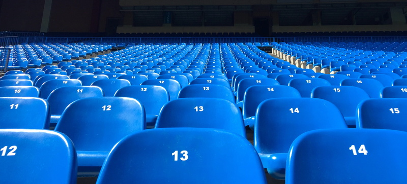 stadium, gang, stage, large group of objects, order, group of people, blue, arts culture and entertainment, gymnasium, number, communication, football