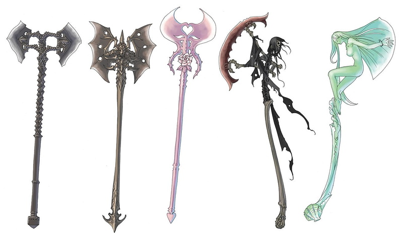variation, still life, weapon, white background, indoors, studio shot, fantasy art, no people, shape, art and craft, cut out, decoration, design, side by side