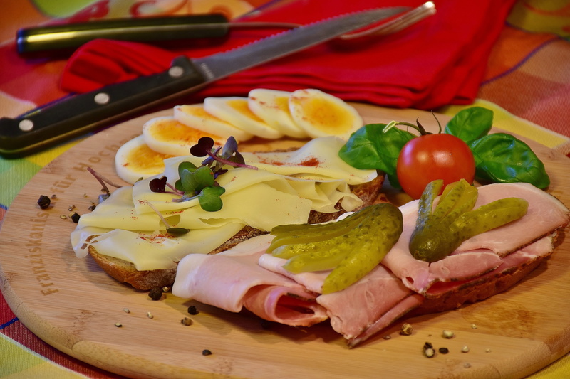pickle, dinner, delicious, tomato, wellbeing, fork, calories, table, meat, wooden, colorful, cheese, dine, enjoy, prepare, bavarian, no people, nutrition