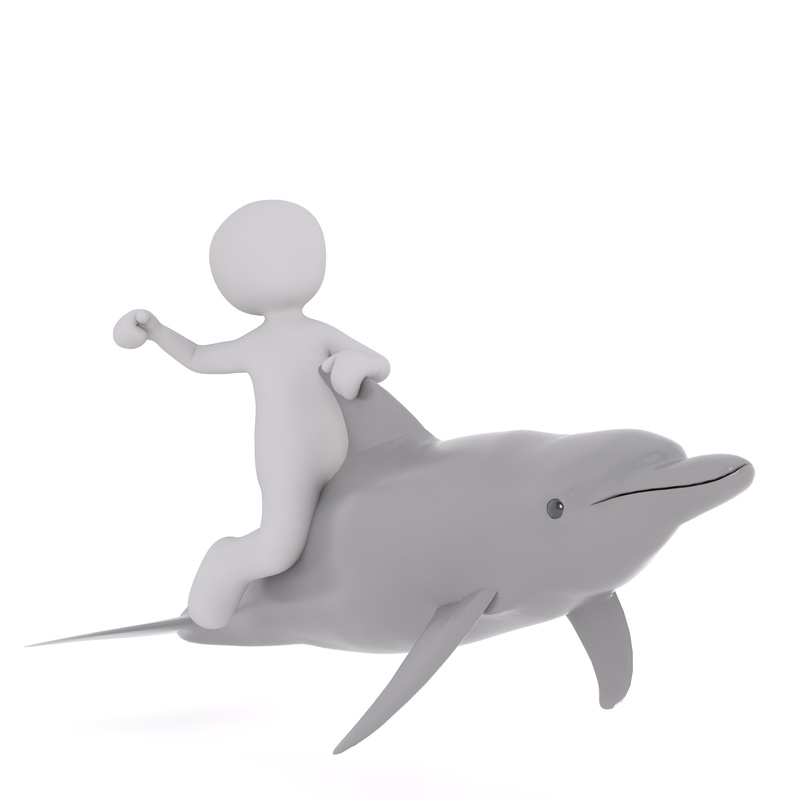 full body, figurine, fish, 8K, cut out, female likeness, riding, boy, full length, 3d model, 3d man, white, white background, indoors, swim, mammal, model