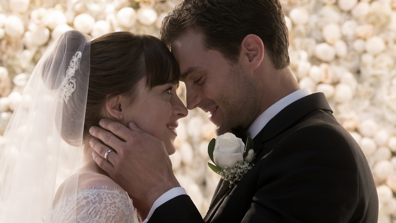 haired, close, wearing, man, Dakota Johnson, outift, 4k, 4K, black, woman, Jamie Dornan, wedding, photography, Fifty Shades Freed