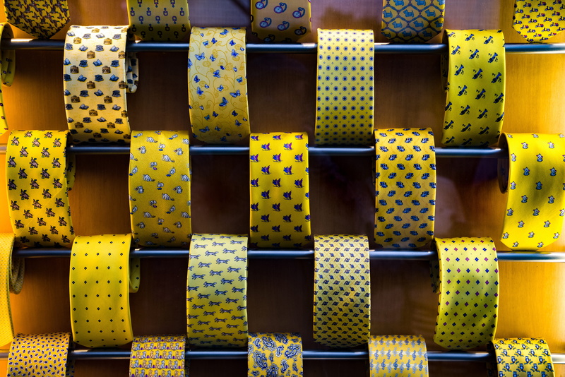 accessory, store, yellow, choice, clothing, elegance, repetition, fashion, large group of objects, geometric shape, in a row, shop, cravat, male, group of objects