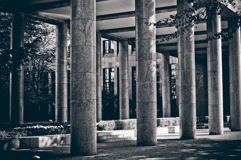 connection, contrast, lichtspiel, no people, lighting, shadow, sunlight, stone column, day, stone, arcade, building, incidence of light, architectural column