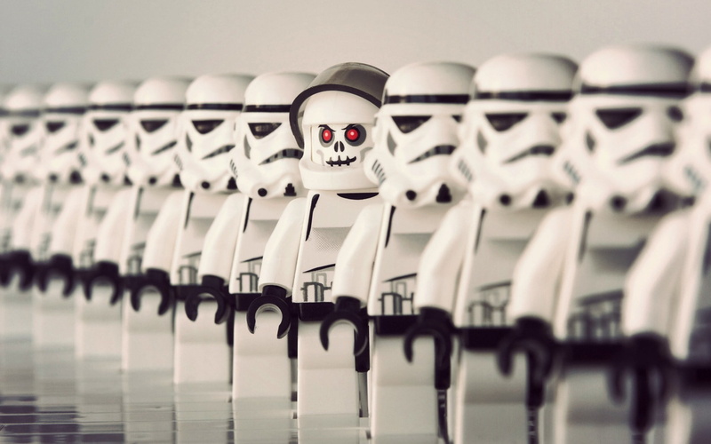 for sale, in A Row, red, side by side, indoors, focus on foreground, troopers, close-up, no People, equipment, Star Wars, selective focus, arrangement