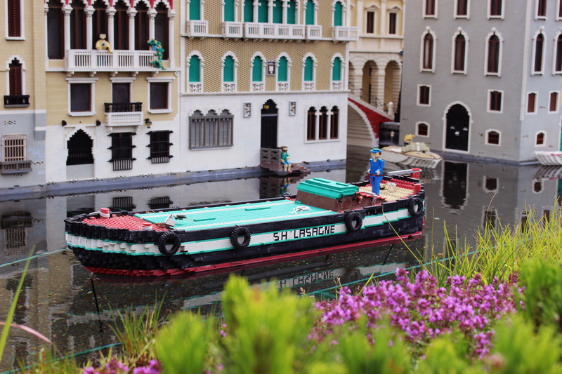 theme park, water, no people, play, toys, lego blocks, building, build, city, flower, boat, building blocks, nautical vessel, architecture, legoland, canal