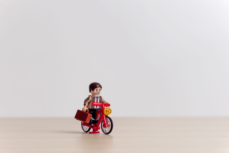 tie, lego, case, ride, vehicle, bike, cycle, people, full length, businessman, childhood, man, vintage, offspring, copy space, happiness, mode of transportation