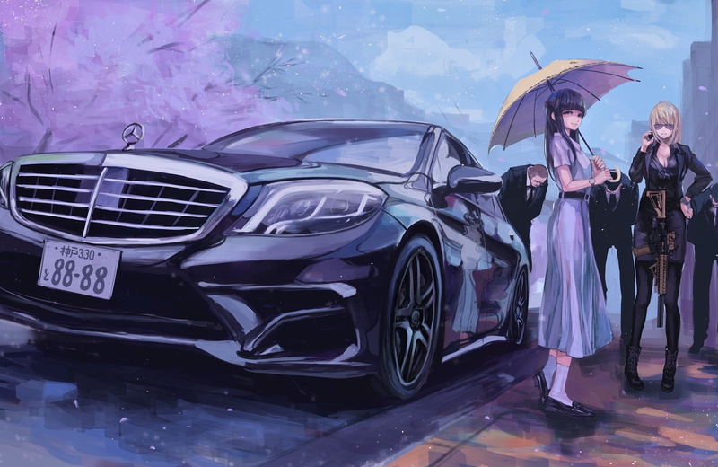 lifestyles, transportation, wet, motor vehicle, people, two people, car, outdoors, full length, protection, standing, land vehicle, umbrella, mode of transportation