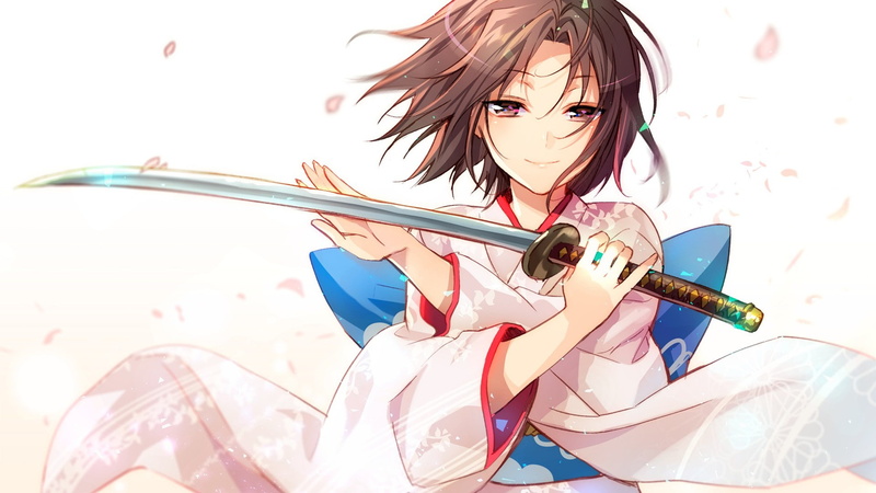 Kara no Kyoukai, Ryougi Shiki, short hair, katana, tech, sword, anime, anime girls, 1080P
