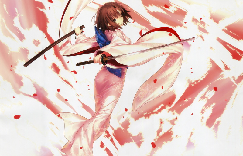 4K, Kara no Kyoukai, kimono, Ryougi Shiki, sword, katana