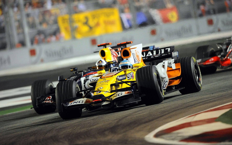 Sport, Night, Photo, Renault R28, Fernando Alonso, 1080P, 2008, Speed, The Singapore Grand Prix, Lights, Formula-1, s, Marina Bay, Track, The car, Marina Bay Street Circuit