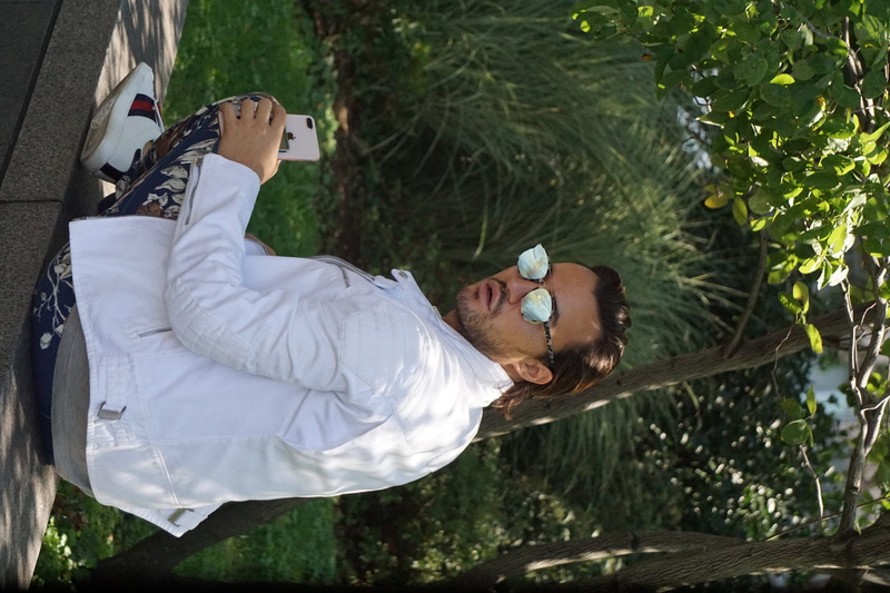 pants, lifestyles, men, full length, casual clothing, flagstone, person, human, males, sunglasses, young adult, shirt, plant, shoe, accessory, finger, 5K