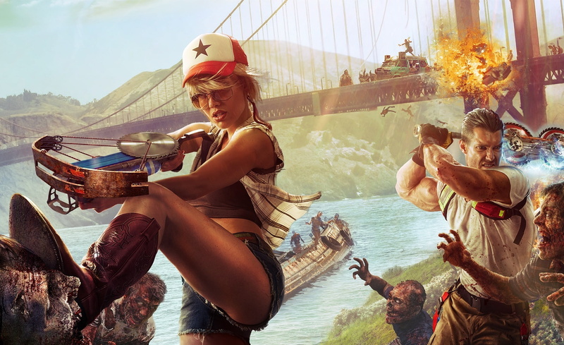 mode of transportation, crossbow, video game, mountain, lifestyles, island, 1080P, day, nature, Zombies, dead island, nautical vessel, men, 2015, young women