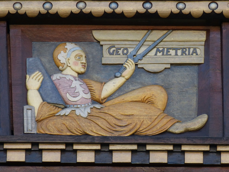 Hildesheim, craft, science, male likeness, woman, Lower Saxony, art and craft, mural, architecture, facade, belief, fachwerkhaus, zirkel, female likeness