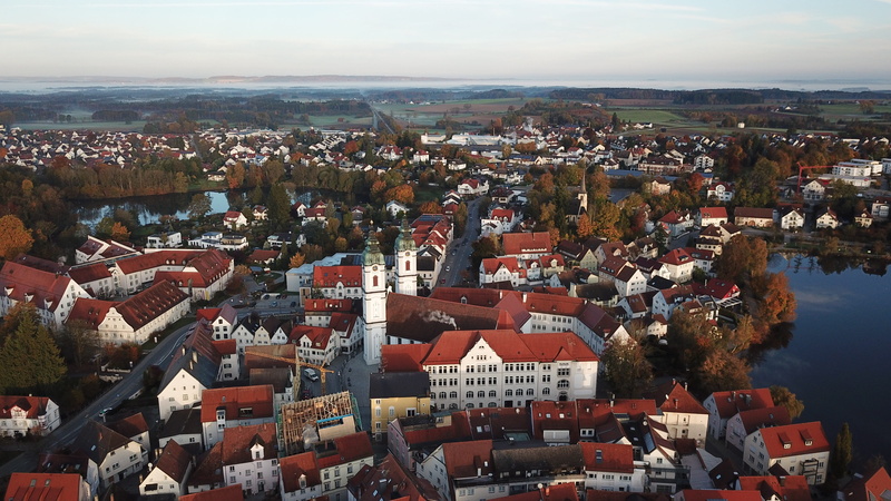 house, collegiate church, city, crowded, high angle view, sky, architecture, building, nature, town, bad waldsee, 4K, day, cityscape, sankt peter, roof