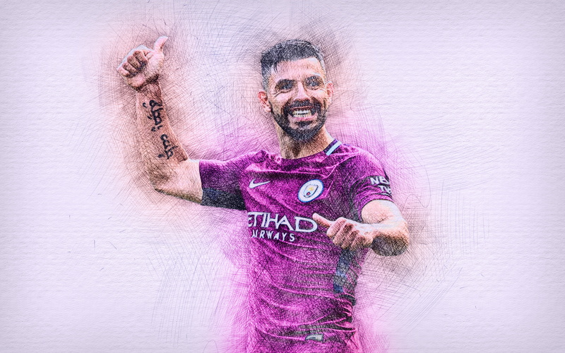 Sergio Agüero, Argentinian, 4K, Manchester City F.C., Soccer