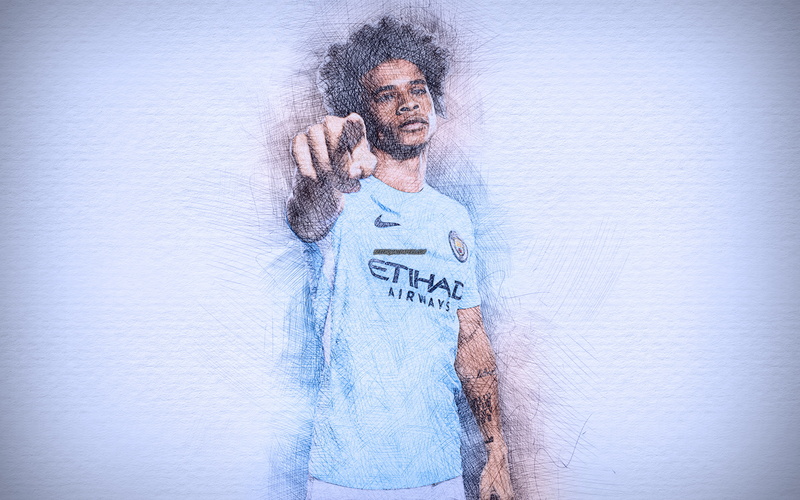 Soccer, Leroy Sané, Manchester City F.C., German, 4K