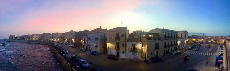 illuminated, sicily, transportation, building, sunset, automobile, downtown, car, mode of transportation, panoramic, 8K, travel, town, water, built structure