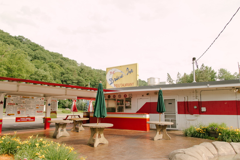 cute, sky, building exterior, nature, sign, plant, no people, drive in, building, western script, restaurant, day, text, communication, tree, table, built structure