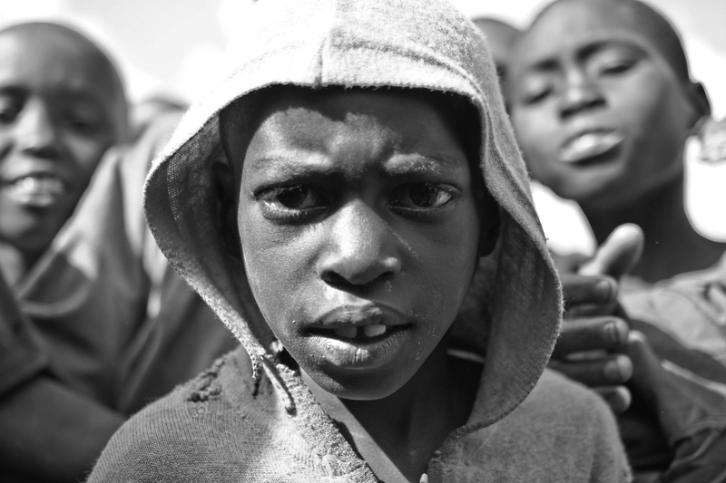 women, child, people, picture, portrait, black skin, black, clothing, hood, young women, hood - clothing, emotion, looking at camera, black and white, photography