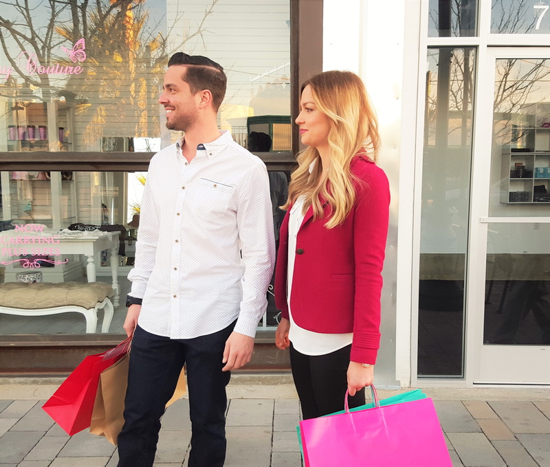 women, shopping, consumerism, happiness, shopping bag, heterosexual couple, adult, small shop, consumer, man and woman, positive emotion, young man, clear