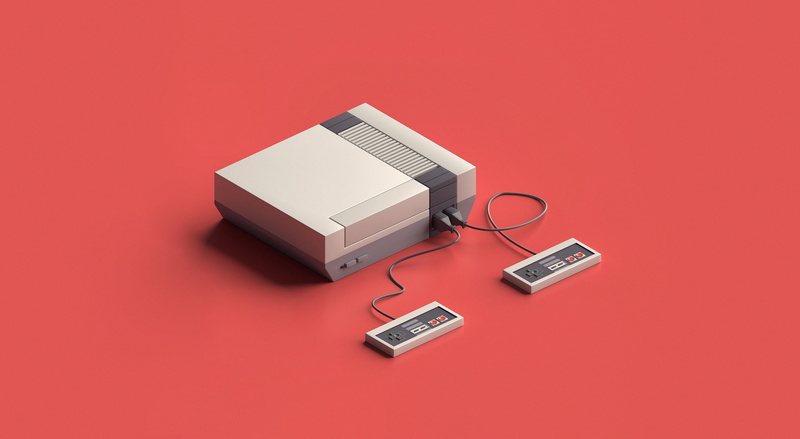 2K, Nintendo Entertainment System, retro games, video games, controllers, Nintendo, simple background