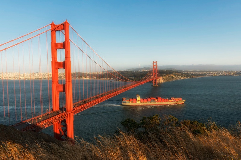 built structure, architecture, ship, landmark, water, city, outdoors, golden, suspension Bridge, 1080P, uSA, famous Place, california, san francisco, bridge - Man Made Structure