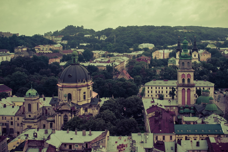 city view, building exterior, lviv, plant, belief, day, crowd, photo, from above, photography film, summer, city, building, spirituality, ukraine, townscape