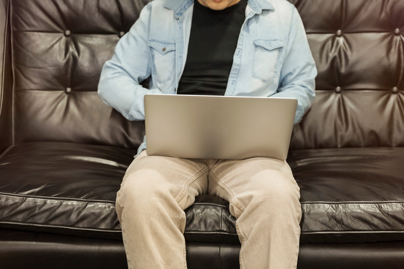 computer, using laptop, computer network, wireless technology, sitting, sofa, relaxation, linkedin sales navigator, sale, working, indoors, furniture, surfing the net