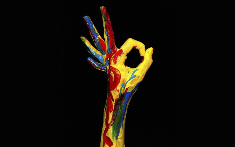 one animal, hand, human Finger, no people, orange Color, colors, art, copy space, studio shot, blue, creativity, black background, backgrounds, yellow