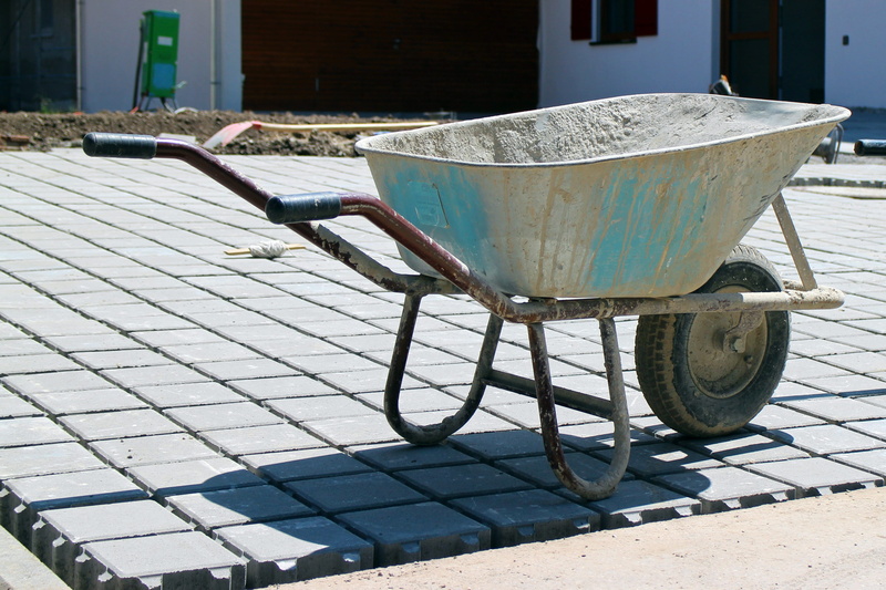 building, built structure, absence, means of transport, loads, paving stone, transport, wood - material, transportation, gardening, wheelbarrow, nature