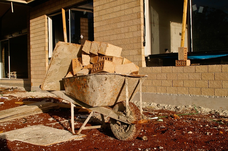 building, wall, built structure, wood - material, 2K, building exterior, damaged, sunlight, wheelbarrow, house building, working, barrow, construction Industry