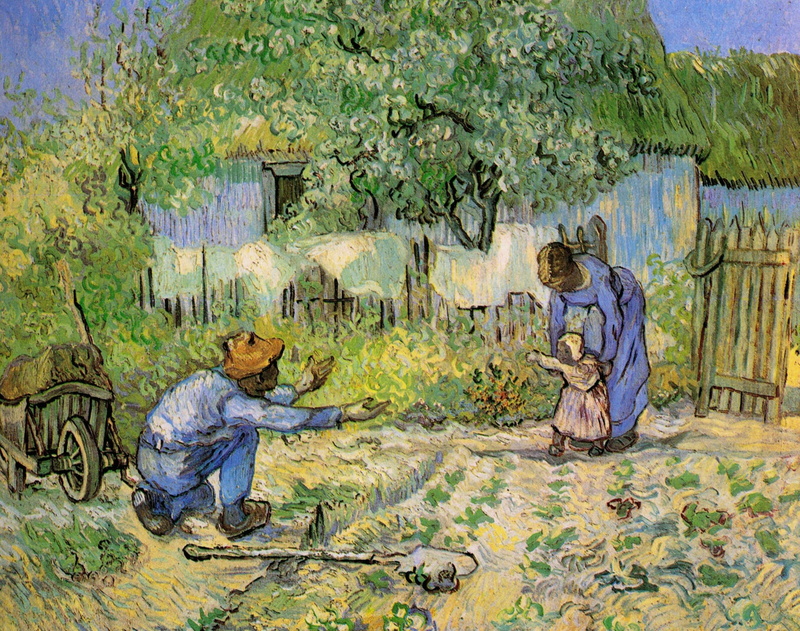 after Millet, return, daughter, First Steps, mother, shovel, Vincent van Gogh, father, 2K, joy