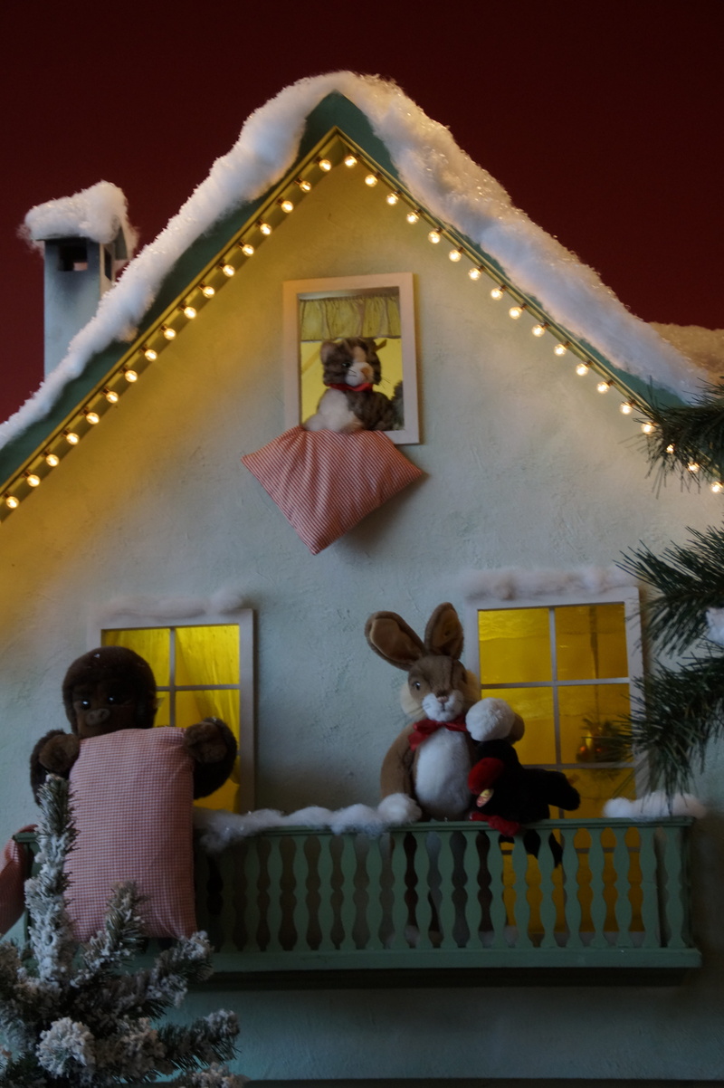 hare, Home, stiff museum, indoors, child, built structure, lighting equipment, crib, domestic animals, 5K, monkey, button in ear, snowy, decoration, animal themes