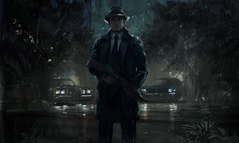 tree, clothing, one person, city, rain, architecture, weapon, Mafia III, representation, holding, human representation, adult, three quarter length, Mafia