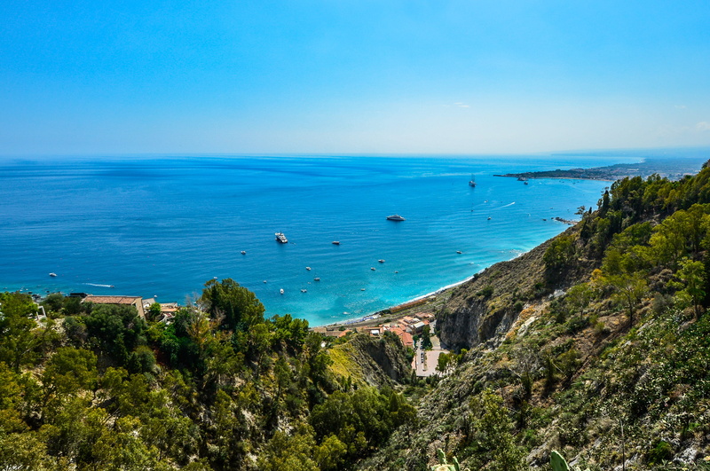 sicily, beach, water, tranquil scene, summer, coastline, taormina, scenics, beside, coast, outdoors, sicilian, land, 2K, sea, non-urban scene, italy, beauty in nature